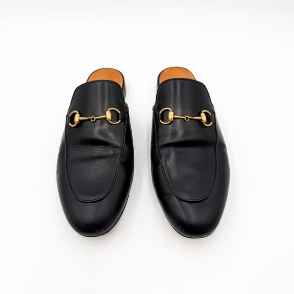 Gucci Princetown Horsebit Black Leather Loafers Mules Slip On Flats EU 40 US 10 - Picture 4 of 13